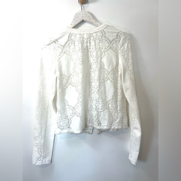 Free People Jea knit White Lace Button-Up Blouse, Sz L - Picture 6 of 10